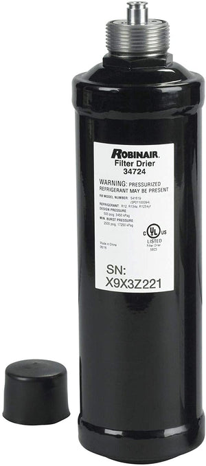 ROB-34724 Robinair A/C Recycling Filter-Drier Spin-On Filter, Black