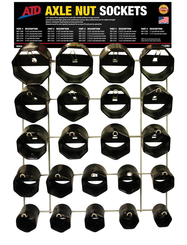 ATD-11293 22 Piece Axle Nut Socket Display