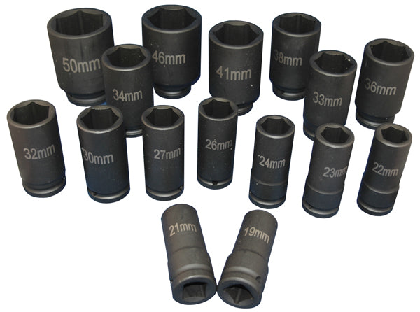 ATD-6406 16 Pc. 3/4" Dr. Deep Metric Impact Socket Set