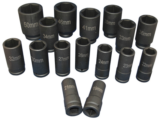 ATD-6406 16 Pc. 3/4" Dr. Deep Metric Impact Socket Set