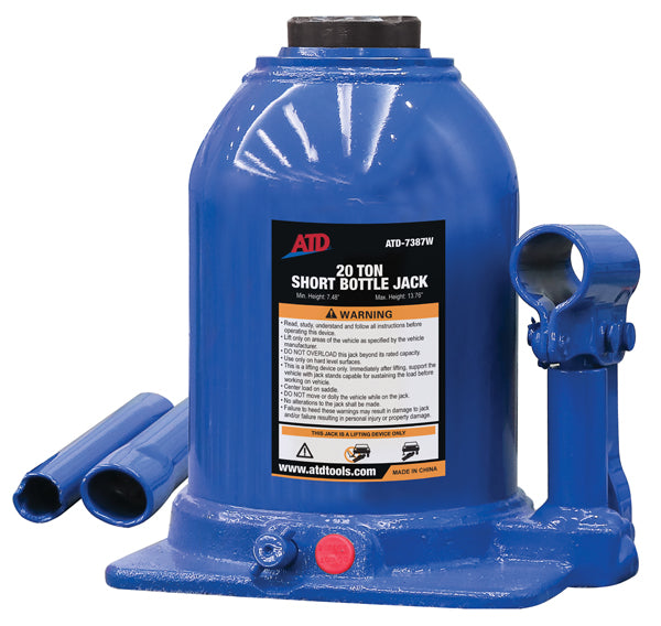 ATD-7387W Hydraulic Side Pump Bottle Jack (Shorty Version), 20 Ton